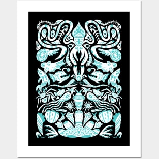 Deep Sea Food Chain Pattern (white) Posters and Art